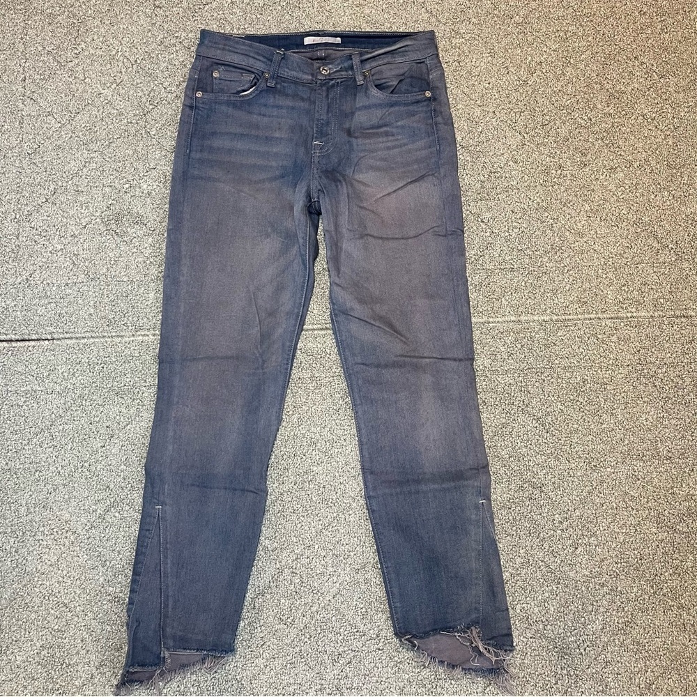 7 for all Mankind Jeans Womens 27 Blue Roxanne Ankle Cut Off Kick Frayed Hems
